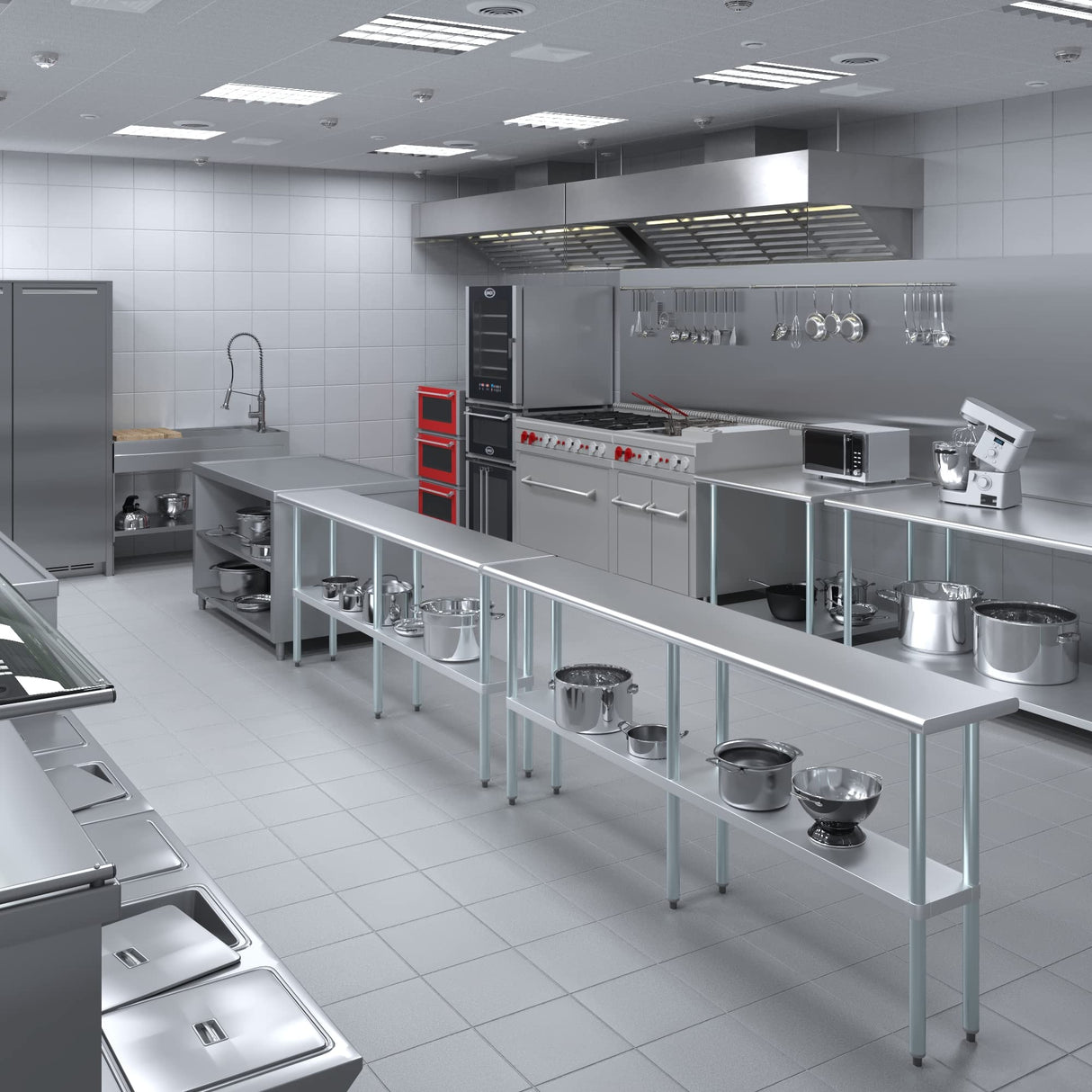 14" X 84" AmGood Stainless Steel Work Table | NSF Metal Prep Table | Commercial & Residential Kitchen Laundry Garage Utility Bench AmGood