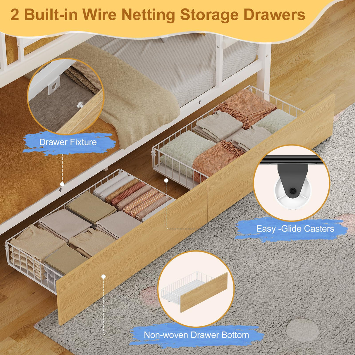 DICTAC Bunk Bed Twin Over Twin with Storage Drawers and Globe String Lights House Shaped Low Bunk Bed with Montessori Bookshelves Metal bunk Beds for Kids with Ladder and Guardrail,Space Saving,White DICTAC