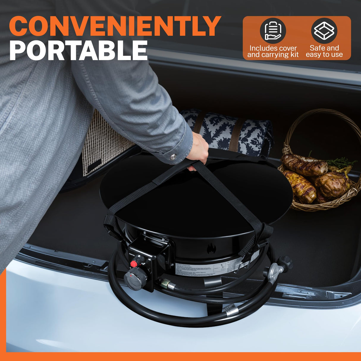 Flamaker Outdoor Fire Pit Portable Propane Gas Firepit Table for Outside Patio Fireplace Smokeless Firebowl with Cover and Carry Kit for Camping, Backyard, RV Flamaker