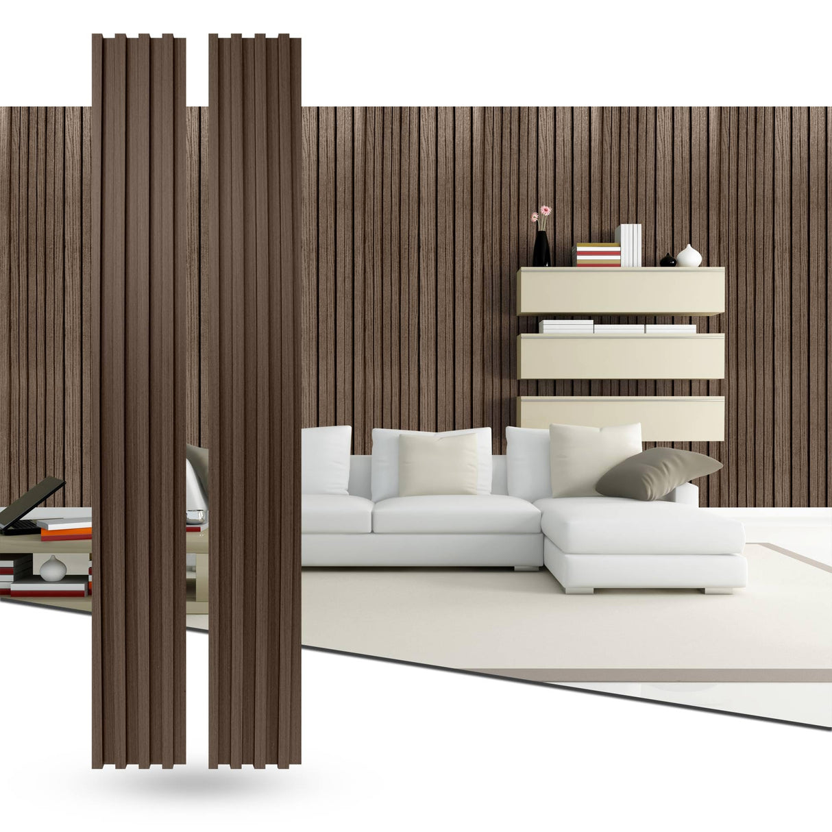 Generic 94.5"" L x 5.75"" W Shiplap Wood Wall Paneling, 3D Wall Paneling for Interior Wall Decor (Set of 3) (Driftwood) WoodArtSupply