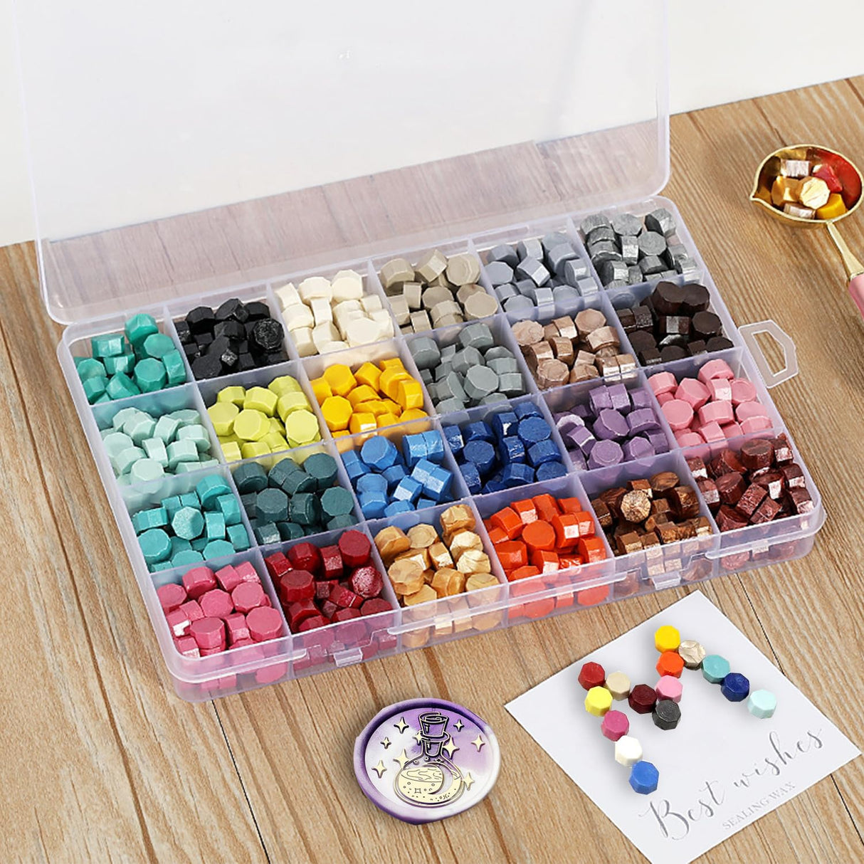 MONVICT 732 Pcs Wax Seal Stamp Kit with Pink Gift Box, Electric Wax Seal Warmer, Sealing Beads, Stamp, Spoon, Pens, Envelopes, Tweezers Gift for Kids Girls Crafter DIY MONVICT