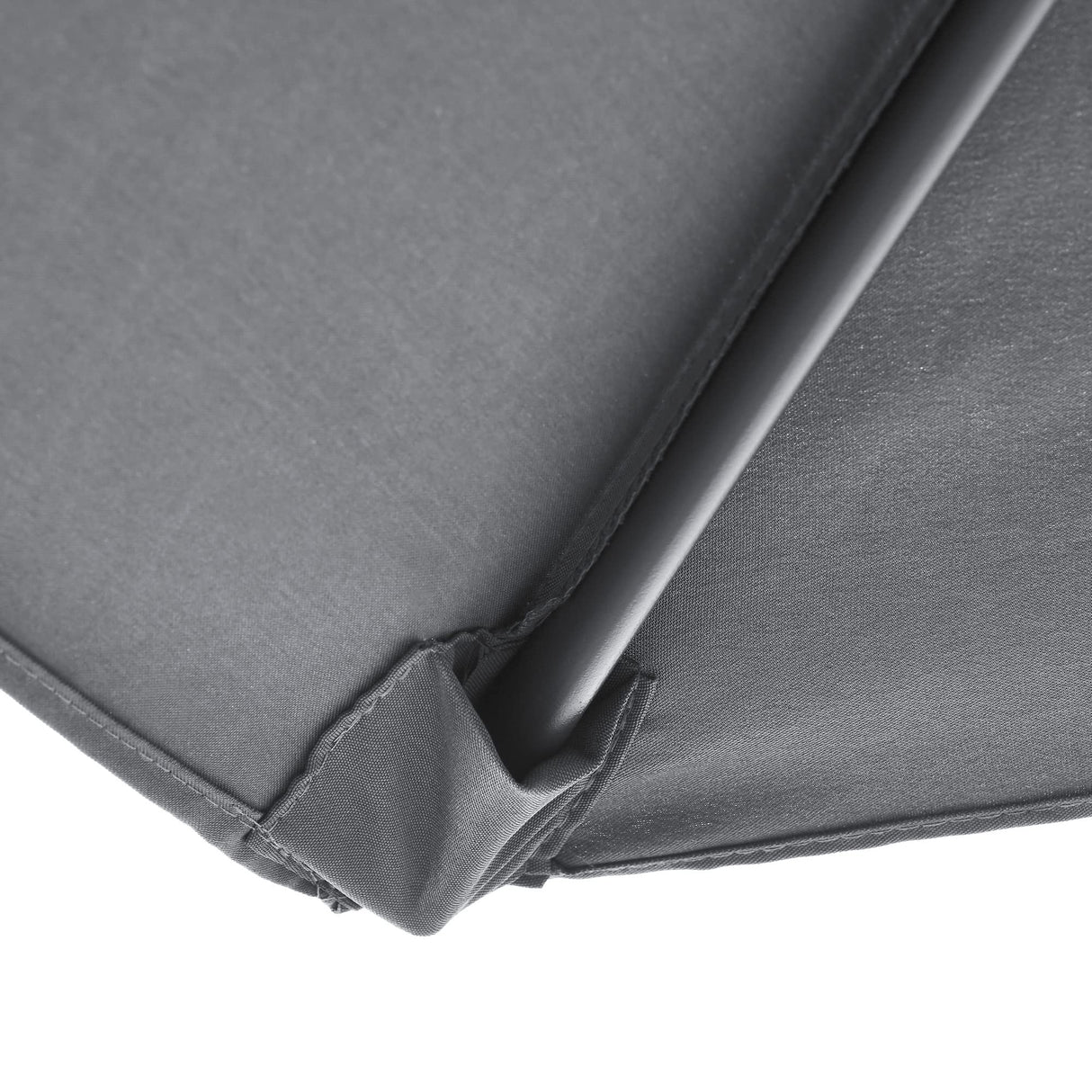 Outsunny 8 Pieces Patio Furniture Set with 9Ft Patio Umbrella, Outdoor Dining Table and Chairs, 6 Chairs, Push Button Tilt and Crank Parasol, Tempered Glass Top, Gray Outsunny