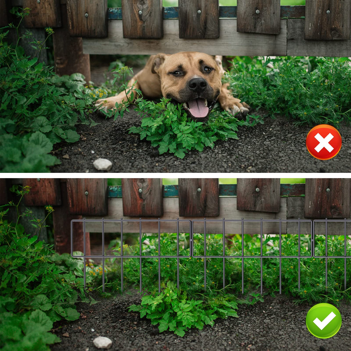 25 Pack Animal Barrier Fence, 17 in(H) X 27 Ft(L) Decorative Garden Fence, Rustproof Metal Wire Garden Border Fence, Dog Rabbits Ground Stakes Fence for Garden. NANANARDOSO