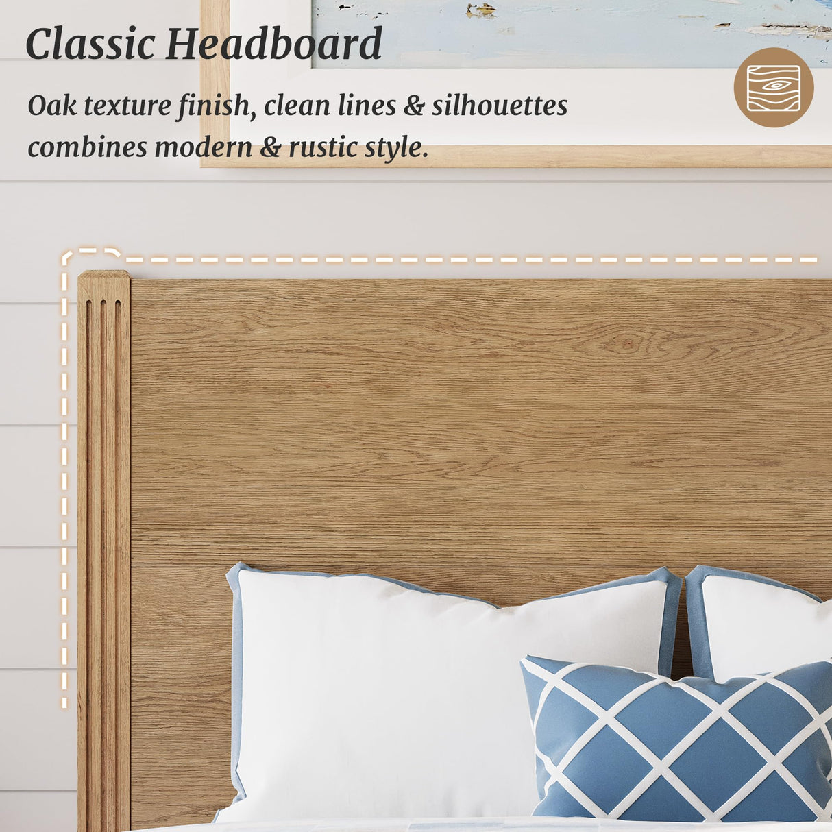 Cozyman Queen Size Solid Oak Wood Bed Frame with Headboard - No Box Spring Required, 800Lb Capacity, Easy Assembly in Dark Oak Cozyman