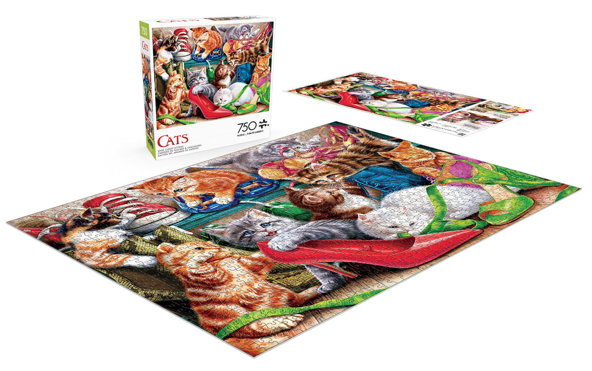 Buffalo Games - Shoe Closet Kittens - 750 Piece Jigsaw Puzzle for Adults -Challenging Puzzle Perfect for Game Nights - Finished Size is 24 x 18 Buffalo Games