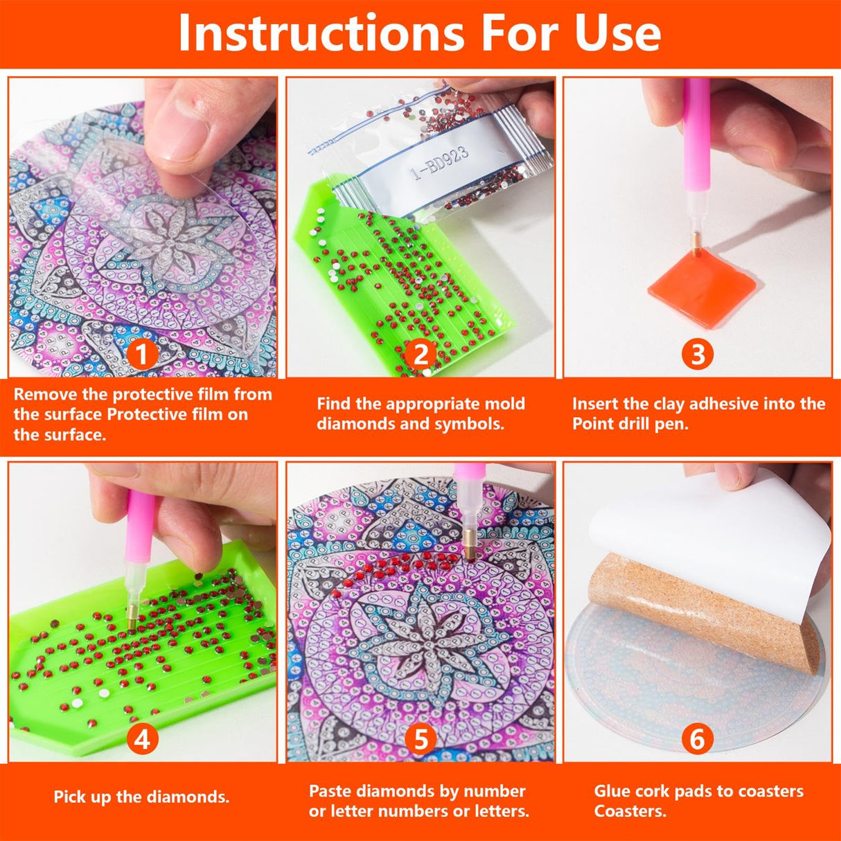 Ocean Diamond Art Coasters Kit for Adults, 8PCS DIY Diamond Painting Coaster Crafts with Holder, Mosaic Gem Art Craft Kits, Diamond Dotz Painting Accessories, Arts and Crafts Gift for Women & Teens Asbondy