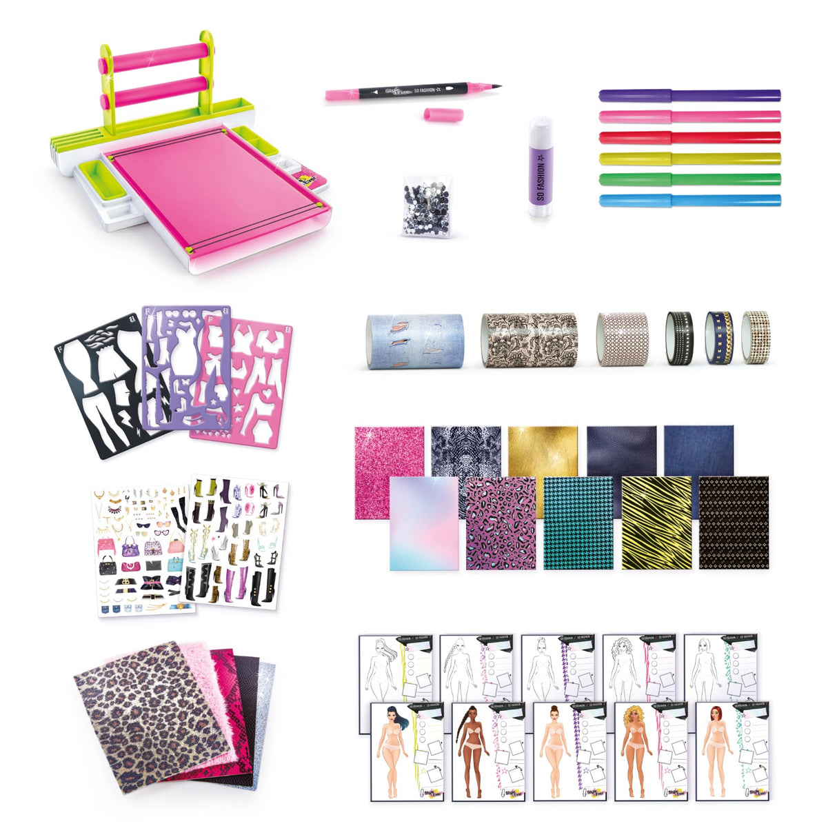 Canal Toys Style 4 Ever Fashion Design Studio, Design your own Fashions, Design Sheets with Stencils, Stickers, and Fabrics, Add Colors, Patterns, and Textures, All Organized in the Stylish Studio Canal Toys