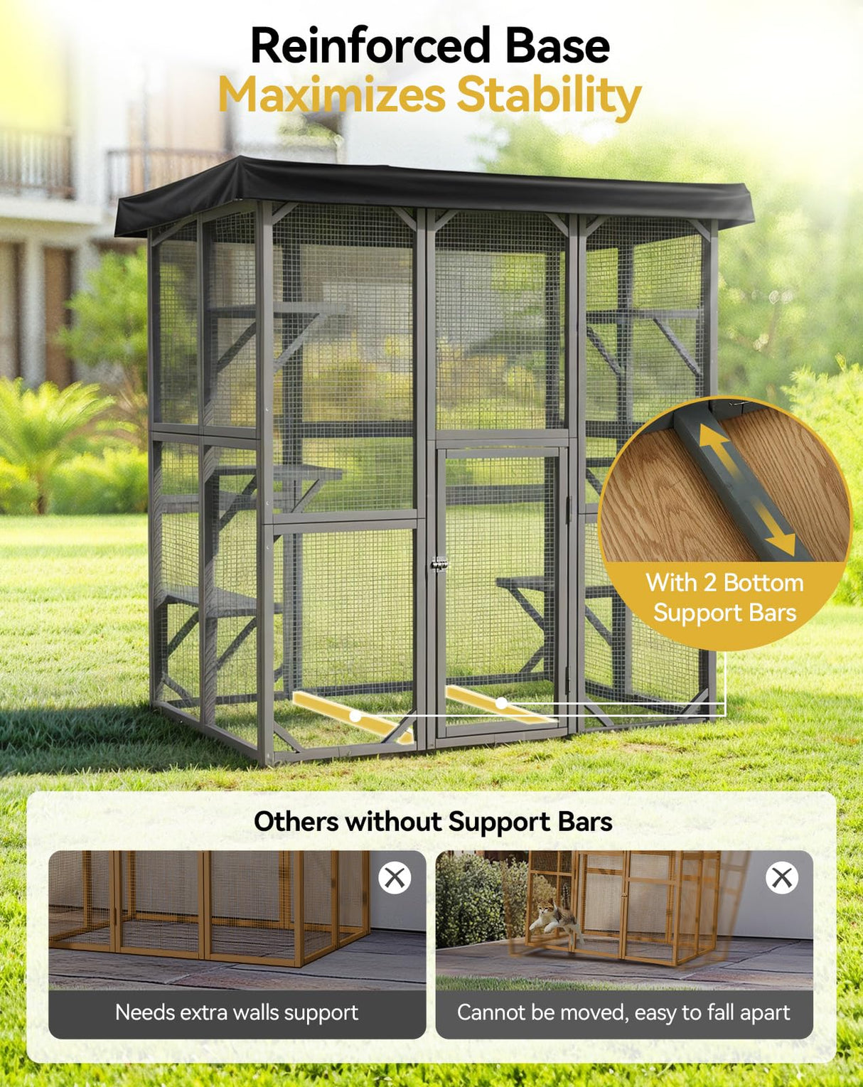 Catio Outdoor Cat Enclosure, 71" Large Cat House for Multiple Cats with Waterproof Roof, 3 Tier Cat Cage with 6 Platform for Patio, Yard, Graden PawGiant