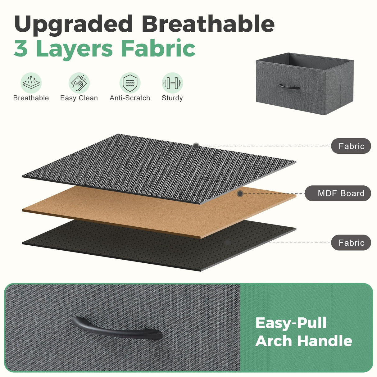 DUMOS Dresser for Bedroom with 7 Drawers, Storage Organizer Units Furniture, Chest Tower TV Stand with Fabric Bins, Metal Frame, Wooden Top for Nursery, Living Room, Kidsroom, Closet, Grey DUMOS