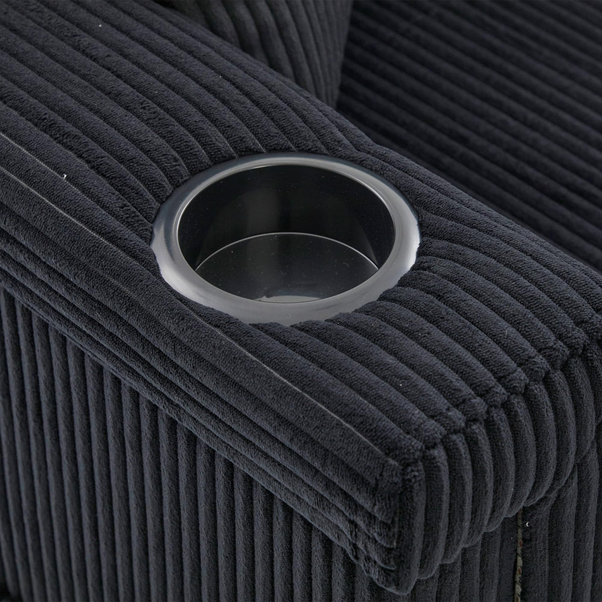 76.8" L-Shaped Sleeper Sofa with Storage Ottoman, USB Ports, Cup Holders&LED Lights, Side Pockets, Comfy Corduroy Modern 3-Seater Small Couch Bed for Living Room with 2 Throw Pillows (Black) SLEERWAY