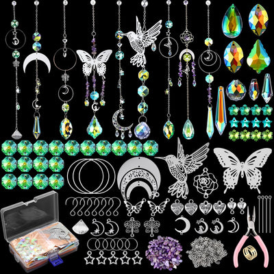 Geelin 400 pcs DIY Suncatchers Making Supplies Kit Art and Crafts for Adults Hanging Prism Sun Catcher with Crystal for Decorating Indoor Window Home Wedding Outdoor Garden