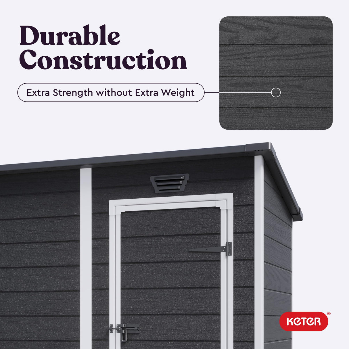 Keter Essential Shed 4x6 Resin Outdoor Storage Shed Ideal Storage for Patio Furniture, Garden Tools Bike Accessories, Beach Chairs and Lawn Mower, Black and White Keter