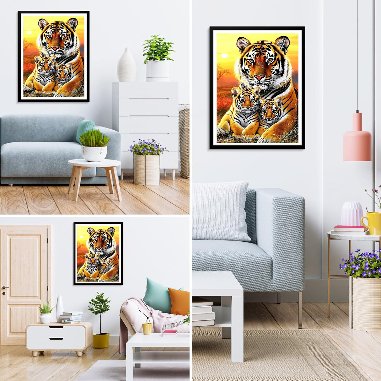 MXJSUA Tiger Diamond Painting Kits for Adults, Animal Diamond Gem Art Painting for Beginners, Diamond Picture with Full Round Drill Dots Craft Set Gift, 12 * 16 Inch MXJSUA