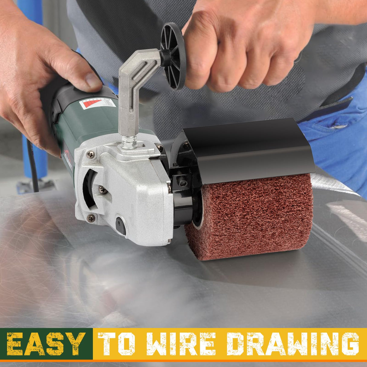 KUIMIT Handheld Metal Burnishing Machine,Electric Sander Polisher for Wood Stainless Steel Polishing,Lock Switch,Auxiliary Handle KUIMIT