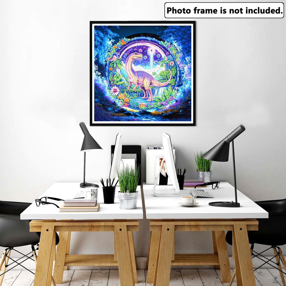 Yomiie 5D Dinosaur Special Shape Diamond Art Kits for Adults, Diamond Painting Animal DIY Full Drill Kits, Crystal Rhinestones Diamond Craft Canvas Home Wall Decor 12x12 inch (30x30cm) Yomiie