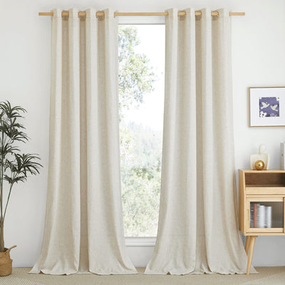 NICETOWN Textured Linen Sheer Curtains for Living Room, Grommet Privacy Translucent with Light Filter Thick Flax Sheer Drapes for Bedroom Porch/Patio, Natural, W55 x L108, 2 Panels