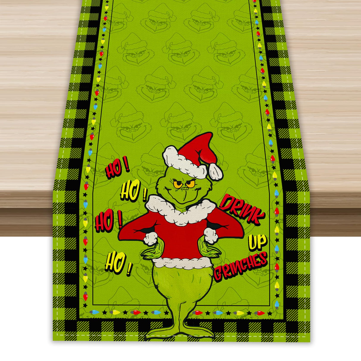 Linen Green Christmas Table Runner Merry Christmas Tablecloth Christmas Xmas Winter Holiday Home Kitchen Dining Room Table Decorations 13x72 Inch FARMNALL