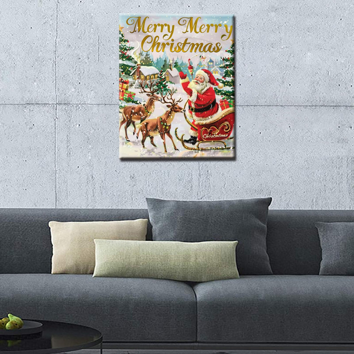 Tucocoo Merry Christmas Painting Santa Claus Paint by Number Kits 16 x 20 inch Canvas DIY Animal Deer Oil Painting for Adults Beginner with Brushes and Acrylic Home Decor Landscape Art(Frameless Tucocoo