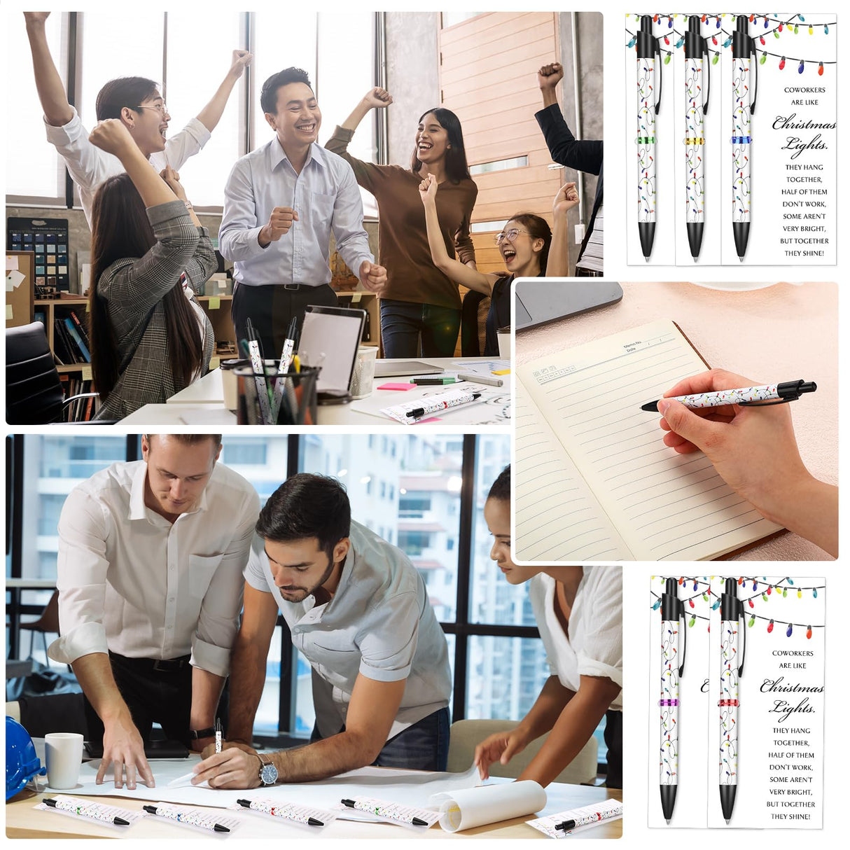 Sayglossy 50 Set Bulk Christmas Gifts for Coworker Employee Sublimation Bulb Pen Coworkers Are like Christmas Light Card Office Appreciation Gift for Staff Team Colleagues Teacher Nurse Sayglossy