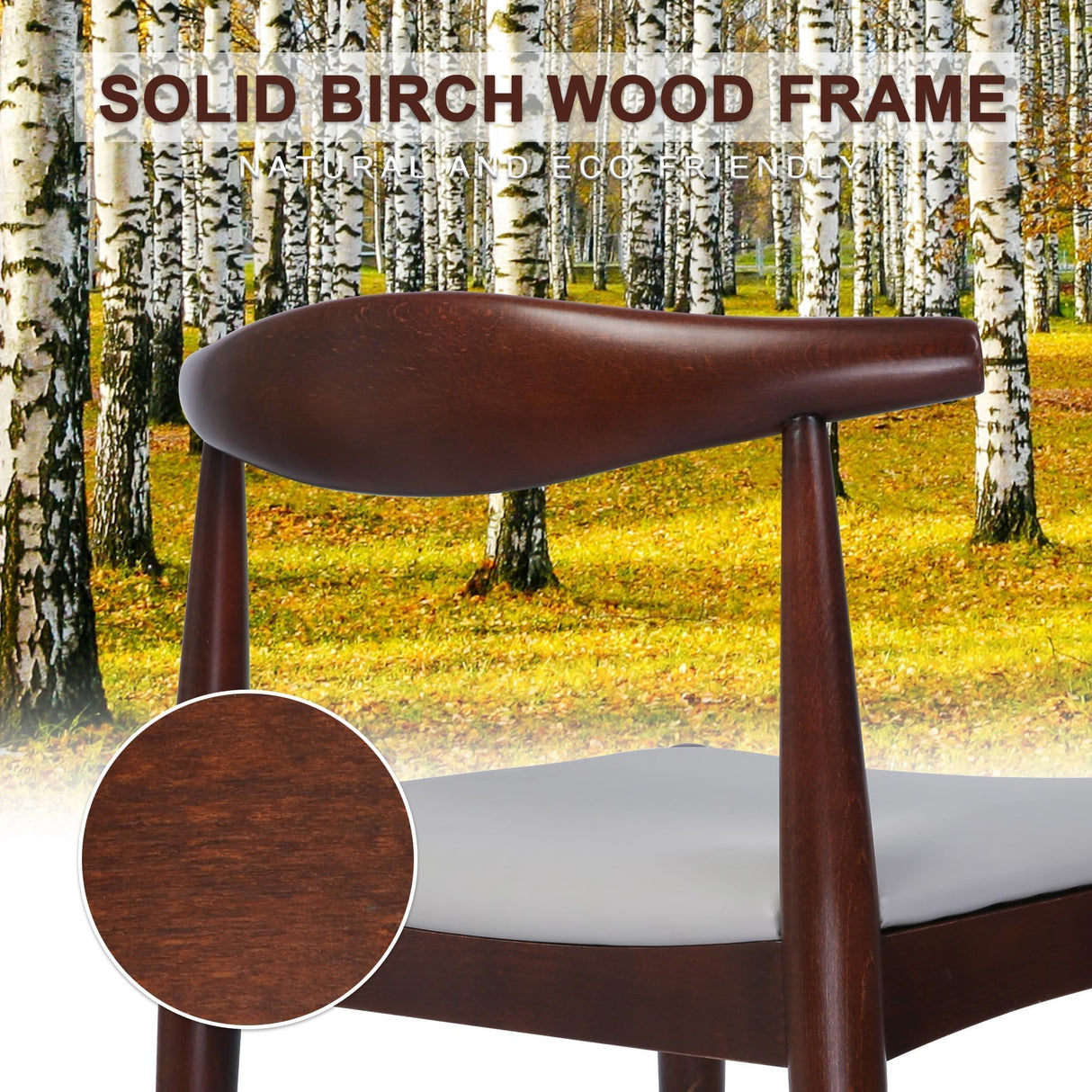 LUCKYERMORE Mid Century Dining Room Chairs Set of 4, Modern Kitchen Chairs with Solid Wood Indoor Classic Wishbone Chairs with Soft Cushion for Restaurant Cafes Farmhouse, Walnut, No Assembly Needed LUCKYERMORE