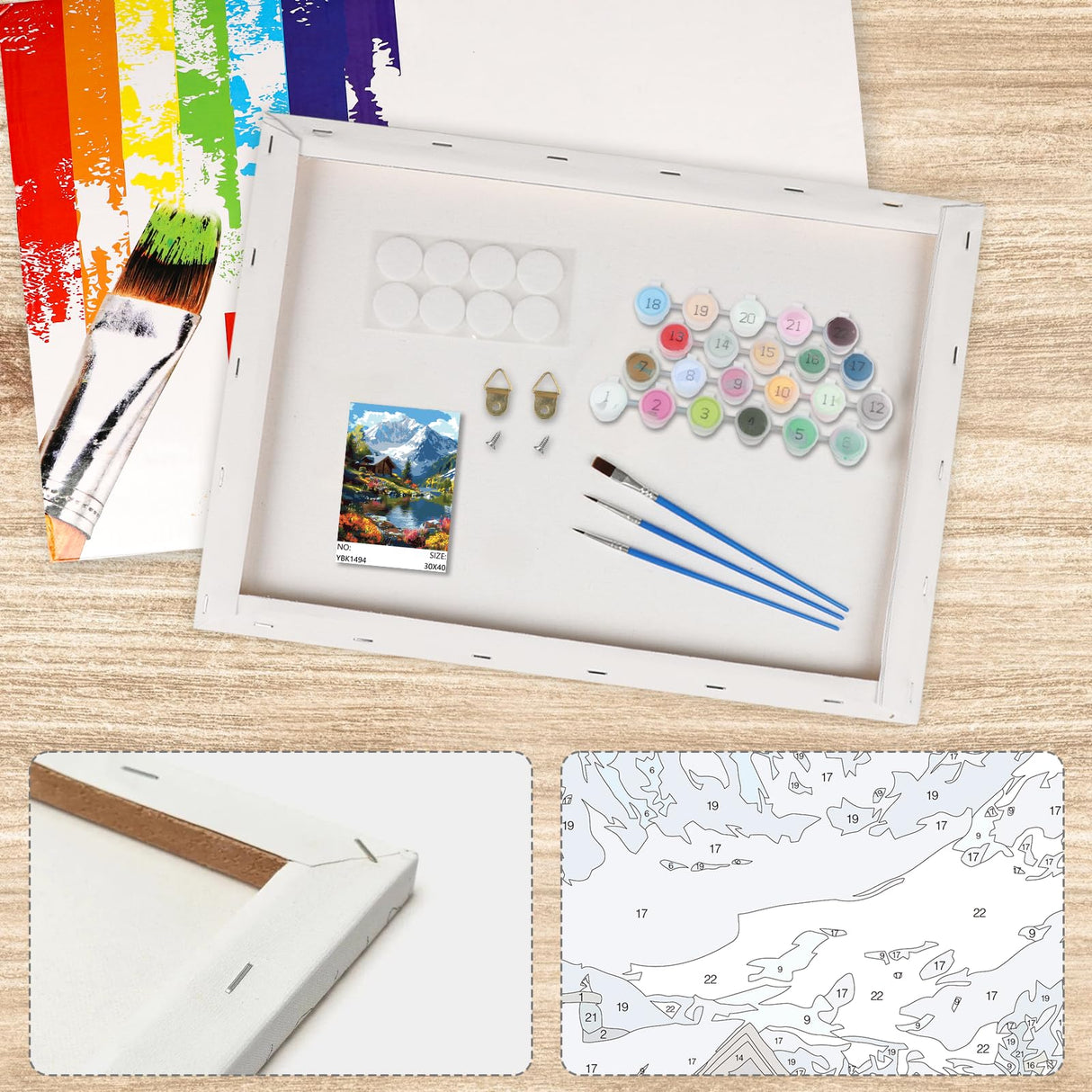 Lxmsja Snow Mountains Paint by Numbers Kit for Adults, Acrylic Lake House Paint by Numbers for Adults Beginner, DIY Craft Supplies Oil Painting Kits for Home Wall Decor 12x16 inch (Framed) Lxmsja