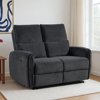 53.5" Zero Wall Hugger Power Reclining Loveseat Sofa with USB & Type-C Ports, Electric Recliner Loveseat with Lumbar Pillows, Small Space Wall Hugger Reclining Couch for Living Room & RV (Dark Grey)