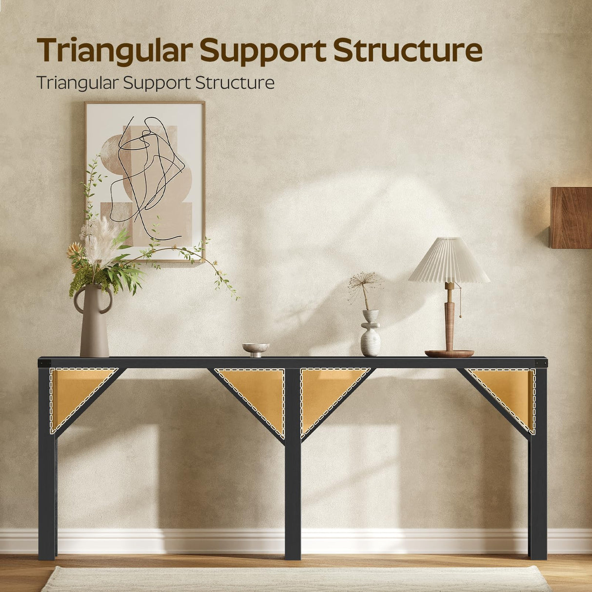 YATINEY Console Table, 70.8" Long Behind Couch Sofa Table, Entryway Table, Farmhouse Console Table for Narrow Spaces, Hallway, Living Room, Black CT31BB YATINEY