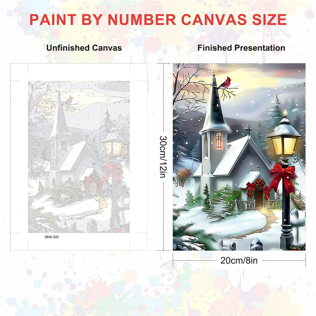 SENQAO Christmas Paint by Numbers for Adults Beginners Framed, Winter Church Adults' Paint-by-Number Kits, Adult Paint by Number Kits on Canvas, Acrylic Number Painting for Home Decor, 8x12inch SENQAO