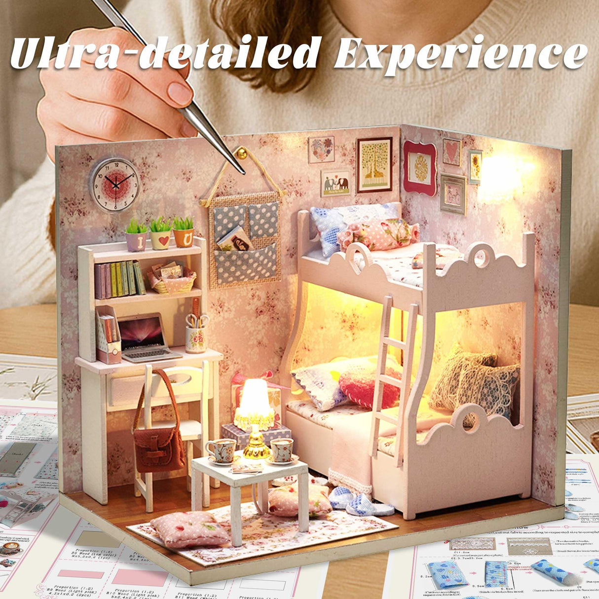 Flever Dollhouse Miniature DIY House Kit Creative Room with Furniture and Cover for Romantic Artwork Gift(Mood for Love) Flever
