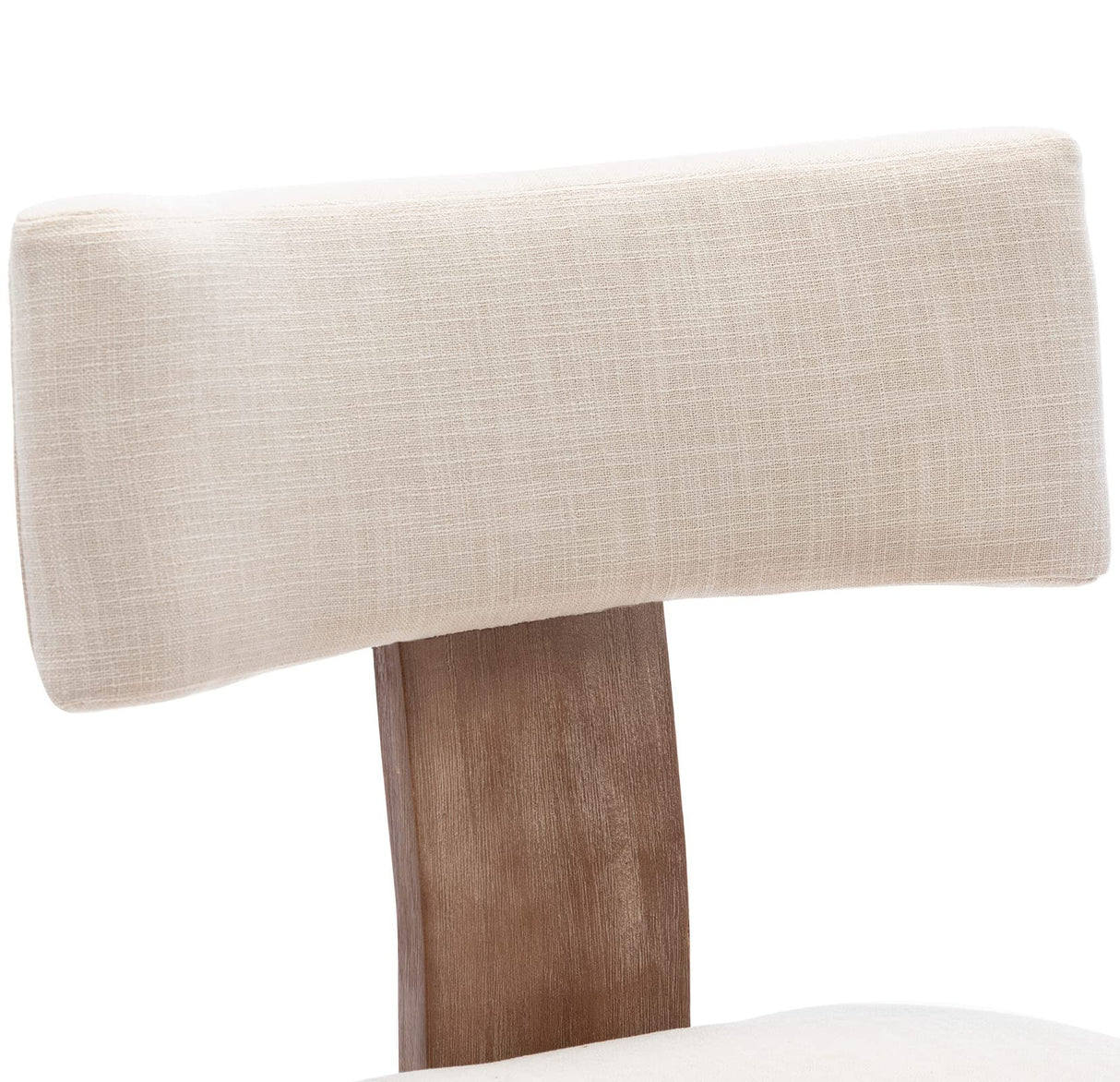 Wahson Beige Dining Chairs Set of 2, Comfy Upholstered Modern Farmhouse Kitchen Chairs with Wood Legs, Linen Fabric Dining Chairs with Curved Wingback for Living Room Bedroom Wahson