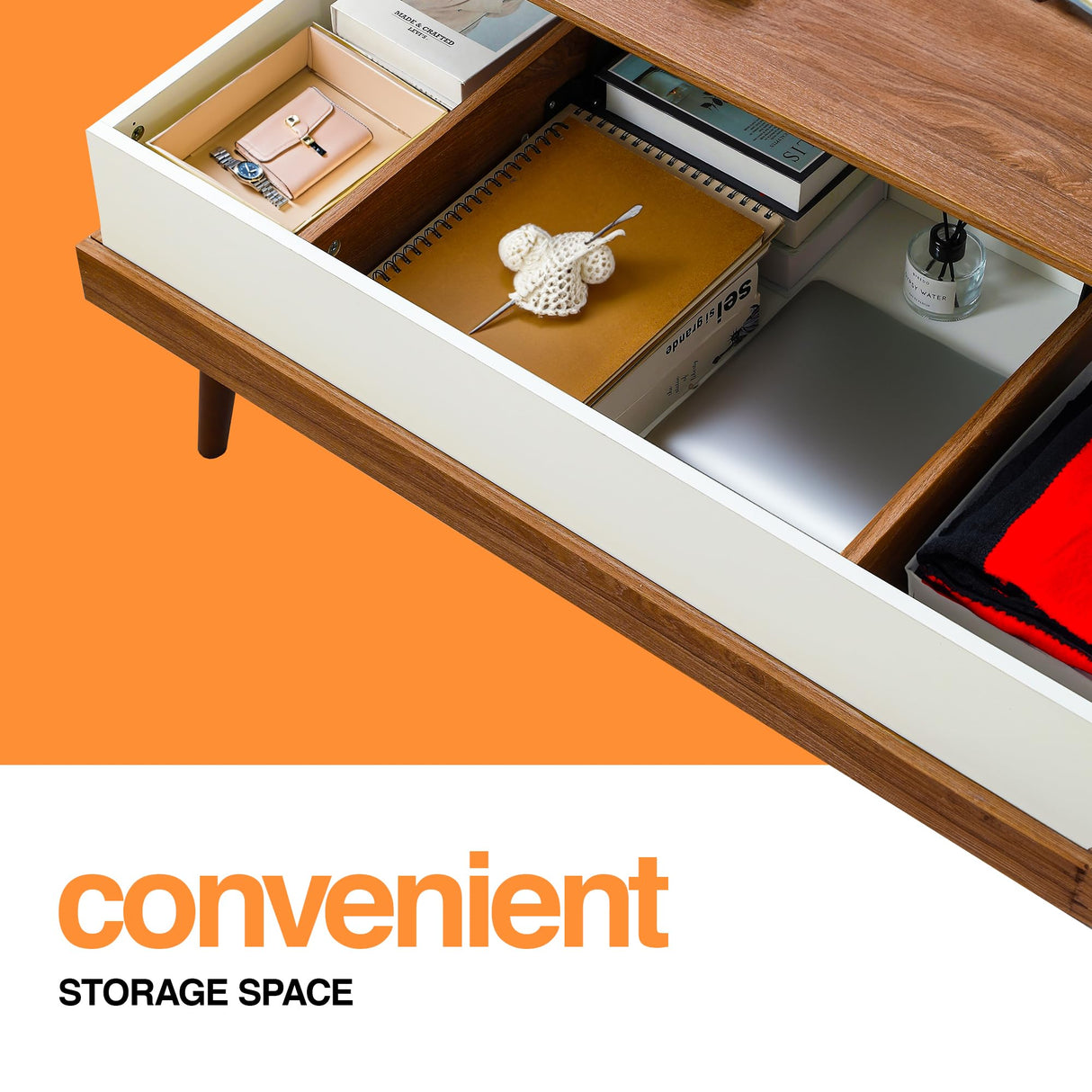 Houseables Lift Top Coffee Table with Storage, Brown Wood Coffee Table with Lifting Top, 39”L x 16”H-22”H, Lift Top Coffee Tables for Living Room, Modern Center Table, Rising Pop Up Coffee Table Desk Houseables