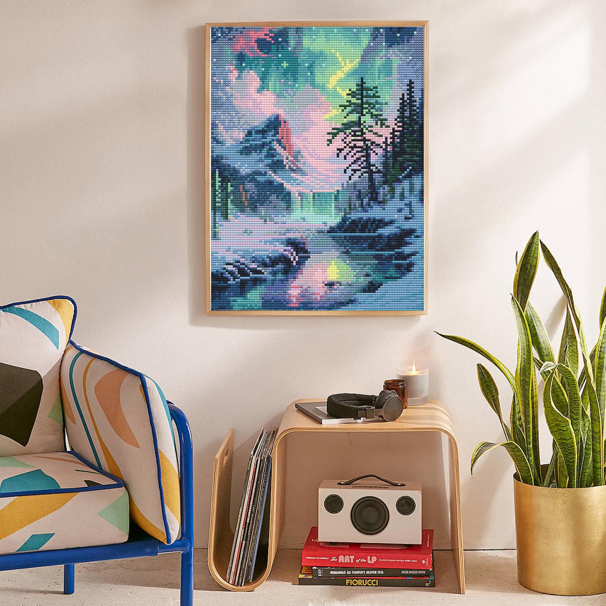 Offito Aurora Diamond Art Kits for Adults, 5D Snowy Mountains Lake Diamond Painting Kits for Beginners, Fantastic Landscapes DIY Full Drill Dots Gem Art Paint for Home Wall Decor 12 x 16 Inch Offito