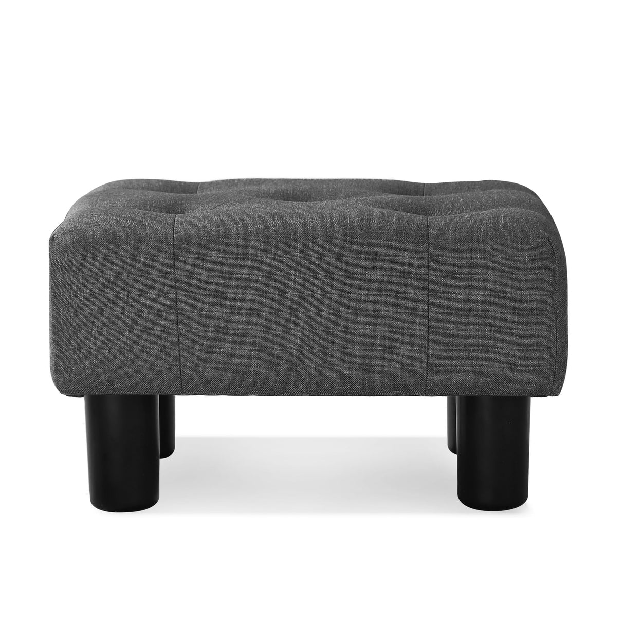 LUE BONA Small Tufted Foot Stool, Fabric Foot Stools Ottoman with Plastic Legs, 9''H, Rectangle Footstool for Adult with Non-Slip Pads, Sofa Foot Rest for Living Room, Couch,Carbon Grey LUE BONA