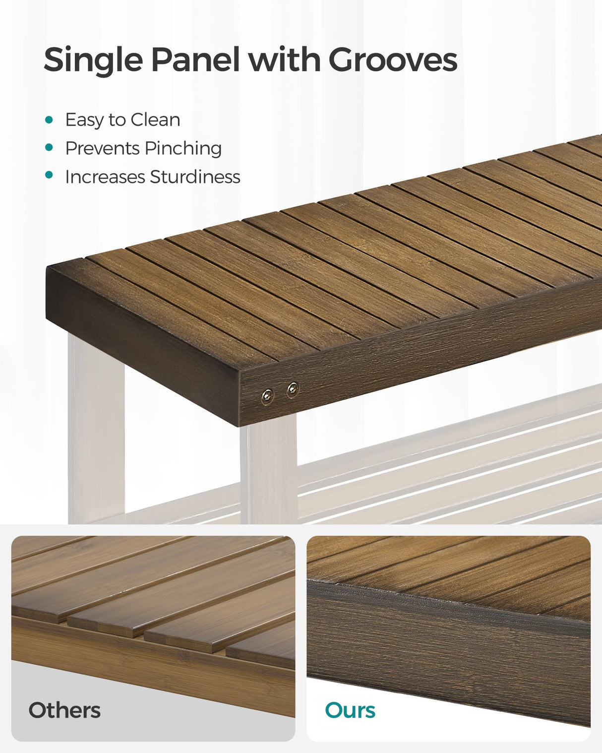 SONGMICS Shoe Rack Bench, 3-Tier Bamboo Shoe Storage Organizer, Entryway Bench, Holds Up to 286 lb, 11.3 x 27.6 x 17.8 Inches, for Entryway Bathroom Bedroom, Yellow Brown ULBS04WL SONGMICS