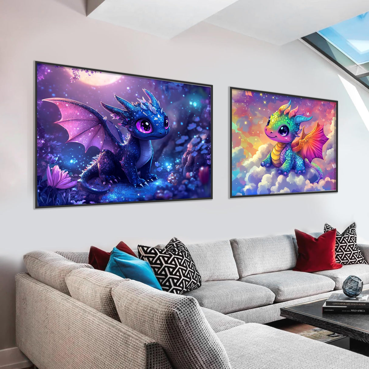 VAIIEYO 5D DIY 1 Pack Diamond Art Kits for Adults Dragon, Diamond Painting Animal, Diamond Painting Kit Full Drill Round Rhinestone Craft Canvas for Home Wall Decor Gift 12x31 inch/30x80 cm VAIIEYO