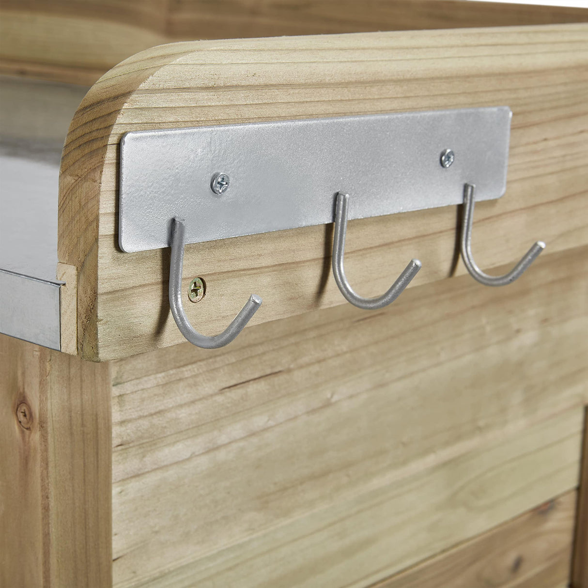 Topeakmart Garden Potting Bench Potting Table ACQ Lumber Wood Outdoor Work Station Work Bench Planting with Cabinet & Drawer & Top Shelf & Lower Shelf Light Green Topeakmart