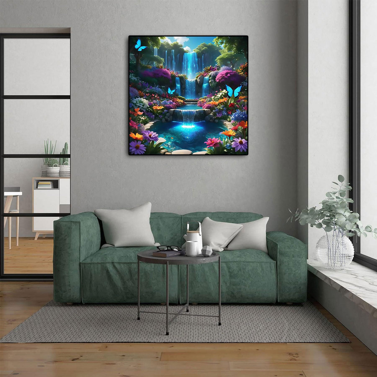 Landscape Scenery Diamond Art Kits for Adults Beginners, 5D DIY Full Round Drill Diamond Painting Kits Waterfall, Paint by Diamonds Dot Gem Art Crystal Flower Easy,Home Wall Decor 13.7X13.7Inch CHWGLFGG