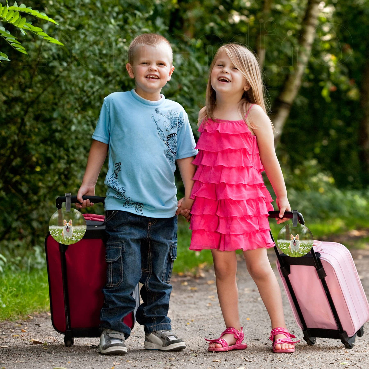 Framendino, 10 Pack Sublimation Blanks Round Luggage Tags with Strap MDF Heat Transfer Double Sided DIY Framendino