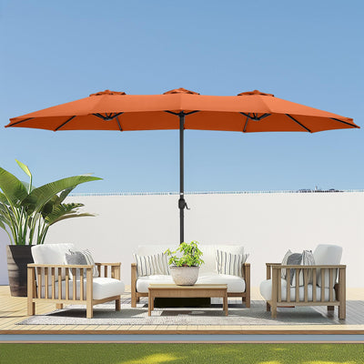 HOMSHADE 15ft Large Patio Umbrellas with 138lbs Base Included - Rectangle Oversized Double Sided Outdoor Umbrella for Market, Deck, Pool, Garden(Orange)
