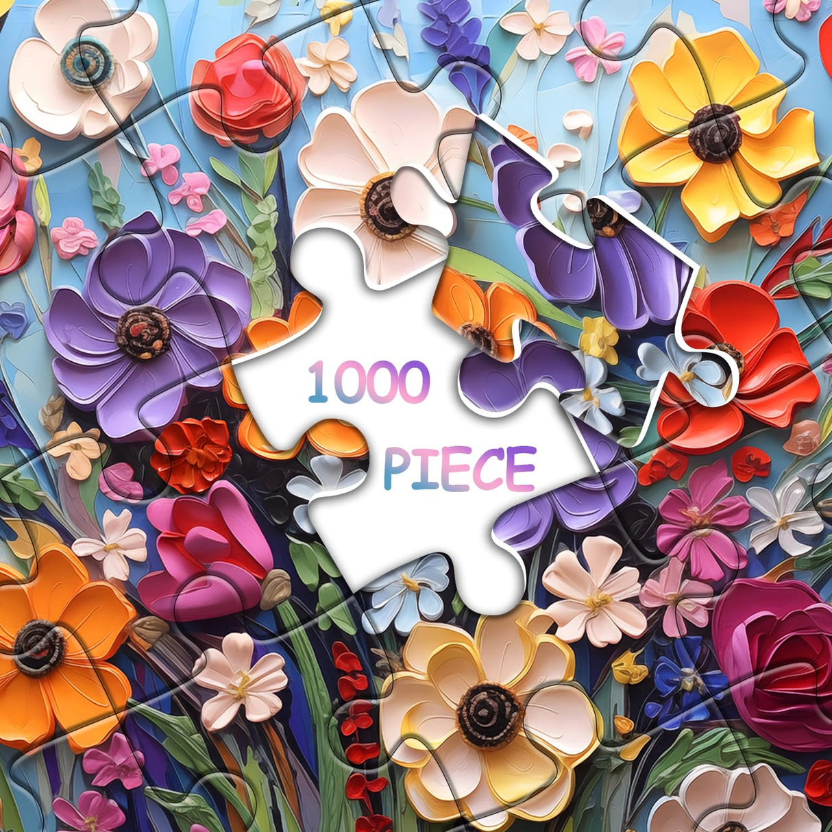 PICKFORU Colorful Flower Puzzles for Adults 1000 Pieces, Unique Floral Mosaic Puzzles Art Painting, Spring Garden Plant Puzzles, Impossible Hard Challenging Puzzle PICKFORU