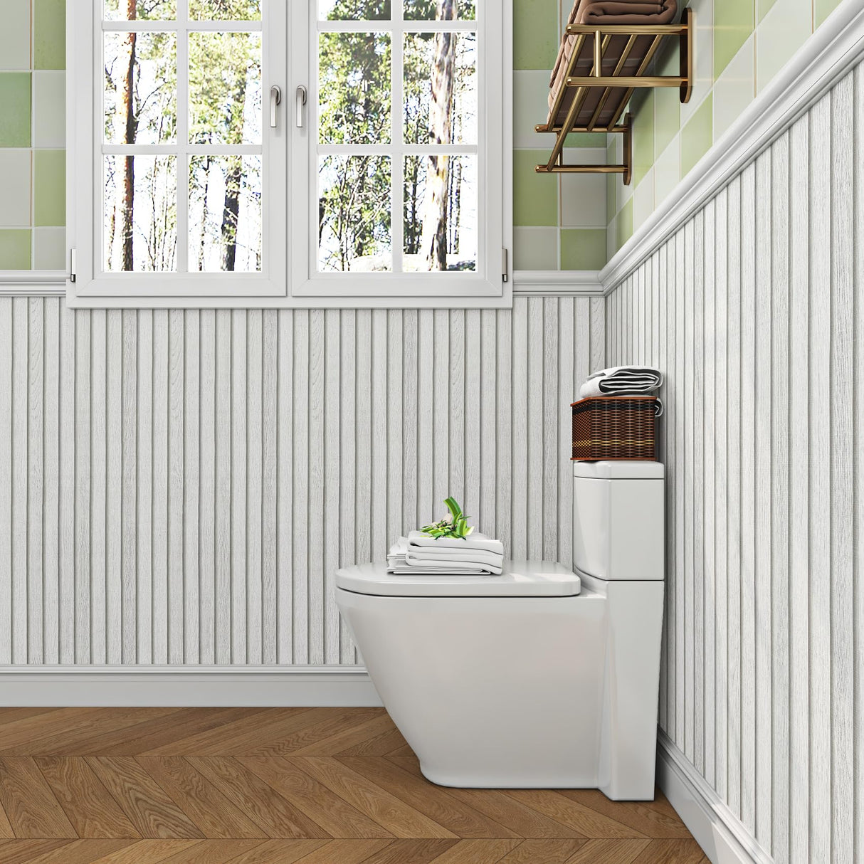 Livelynine Off White Beadboard Wallpaper Peel and Stick Faux Wood Slat Wall Paneling for Accent Wall Farmhouse Bead Boards Vinyl Prepasted Wallpaper Rolls Removable Contact Paper for Walls 15.8x78.8 Livelynine