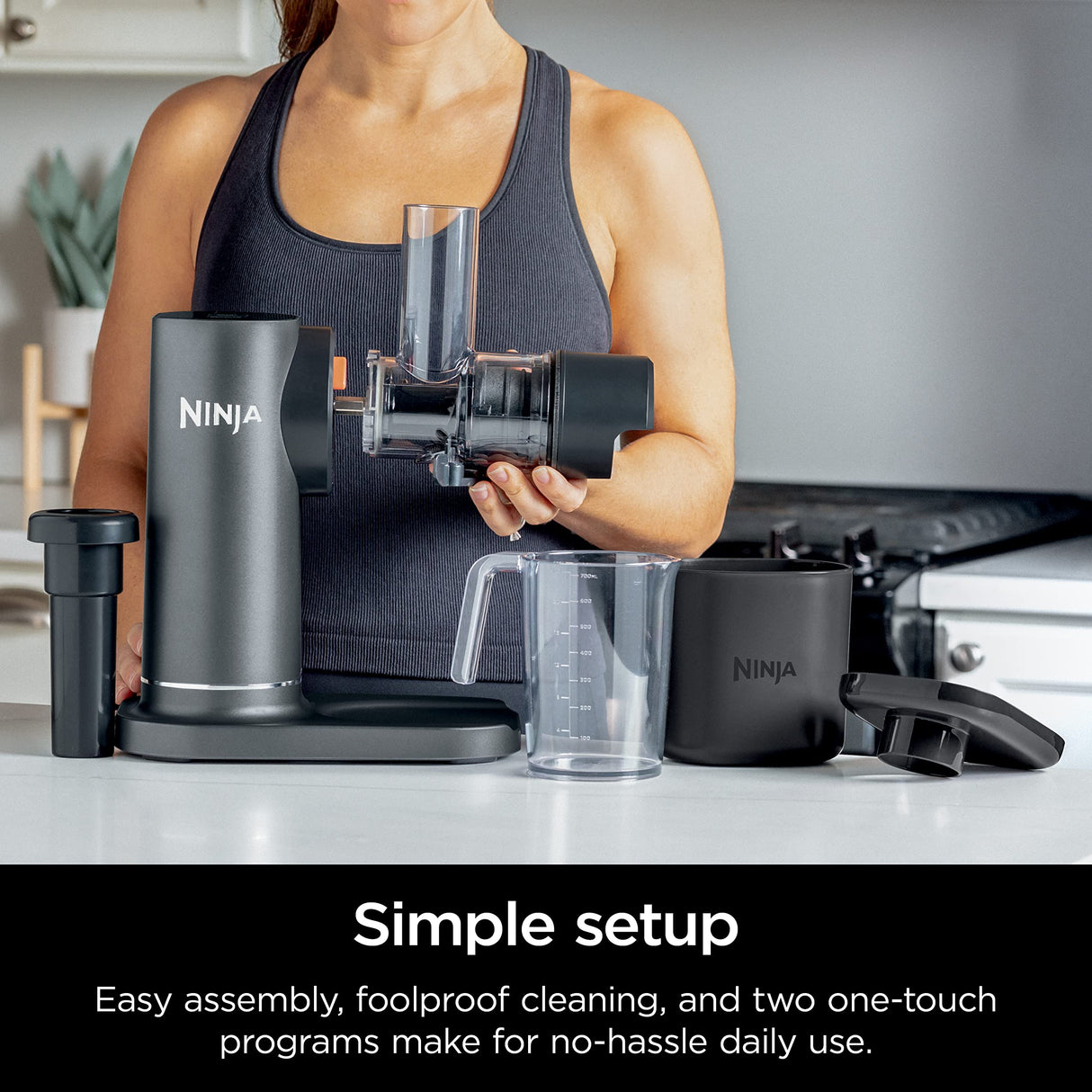Ninja JC151 NeverClog Cold Press Juicer, Powerful Slow Juicer with Total Pulp Control, Countertop, Electric, 2 Pulp Functions, Dishwasher Safe, 2nd Generation, Charcoal Ninja