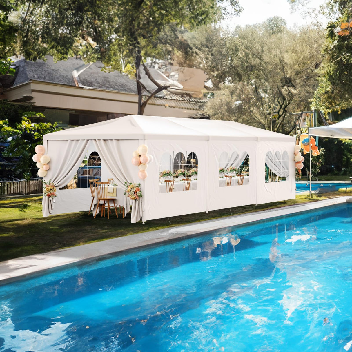 Party Tent 10x30 Outdoor Wedding White Tents for Parties, Heavy Duty Gazebo Event Tents for Parties Canopy Shelter with 8 Removable Sidewalls Waterproof Party Wedding BBQ Events Tent for Parties susici
