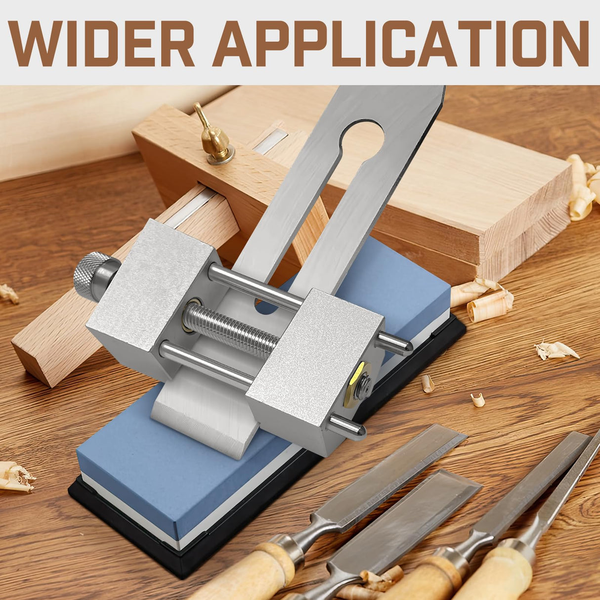 WEWEAL Chisel Sharpening Jig Kit, Precise Honing Guide System with Adjustable Angle Fixture and Angle Gauge, All Metal Sharpening Fine Tools for Woodworking Chisels and Planes (5/32" to 3") WEWEAL