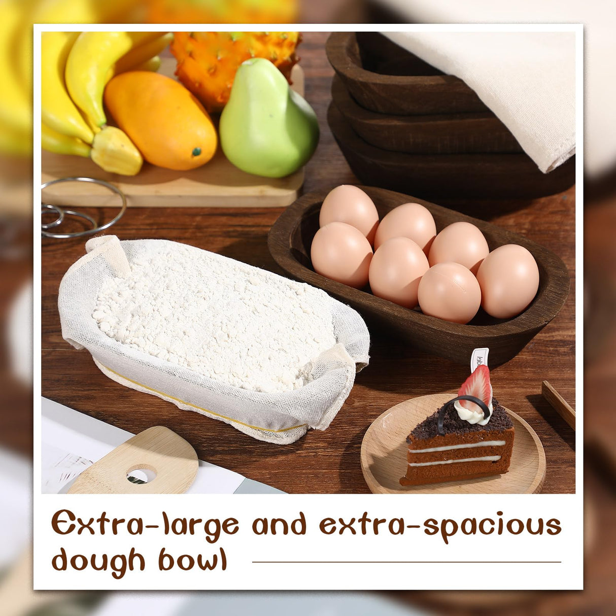 Nuogo 20 Pcs Wooden Dough Bowls Bulk 8.6 Inch Rustic Vintage Hand Carved Wood Dough Bowls Dining for DIY Home Crafts Making Farmhouse Fruits Supplies Nuogo