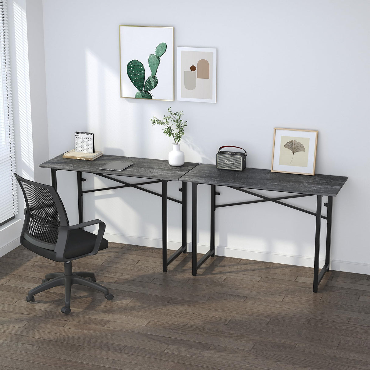 Lutown-Teen Folding Computer Desk 47 inch Writing Gaming Computer Camping Table, No Assembly Required Home Office Desk, Grey Lutown-Teen