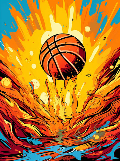 Reofrey DIY Diamond Art Kits for Adults Basketball, Full Drill Round Rhinestone Diamond Painting Kits, Cross Stitch Embroidery Canvas for Crafts Home Wall Decor 30x40cm