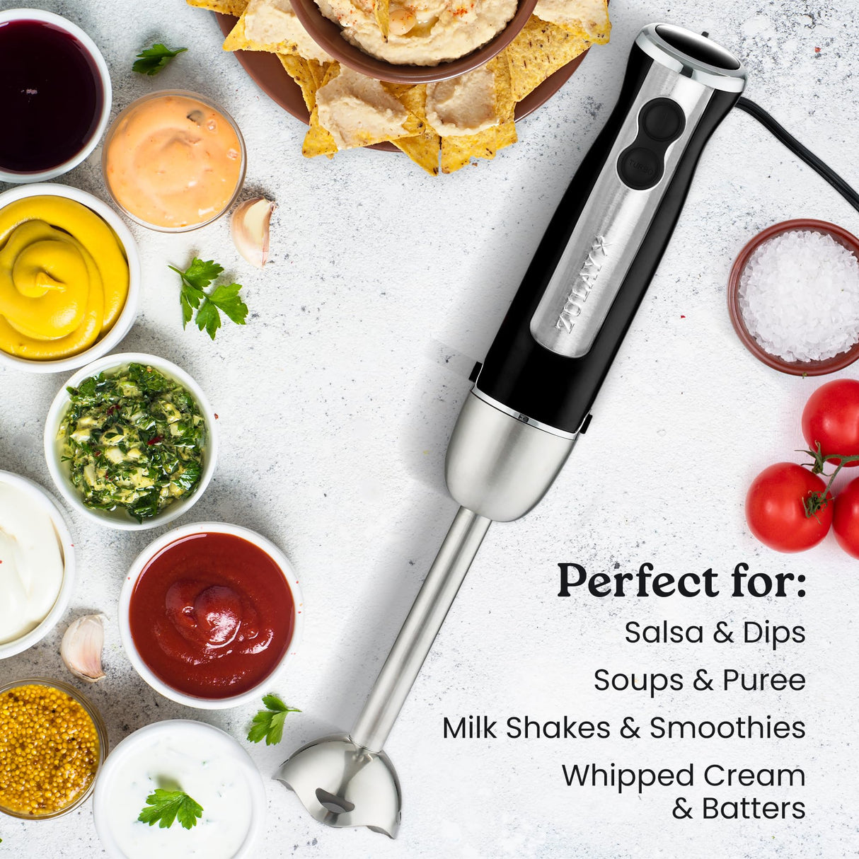 Zulay Immersion Blender Handheld - 800 Watt Hand Blender With High-Power Turbo Mode - Durable Stick Blender With Ultra-Sharp Stainless Steel Blades For Effortless Blending - Black Zulay Kitchen