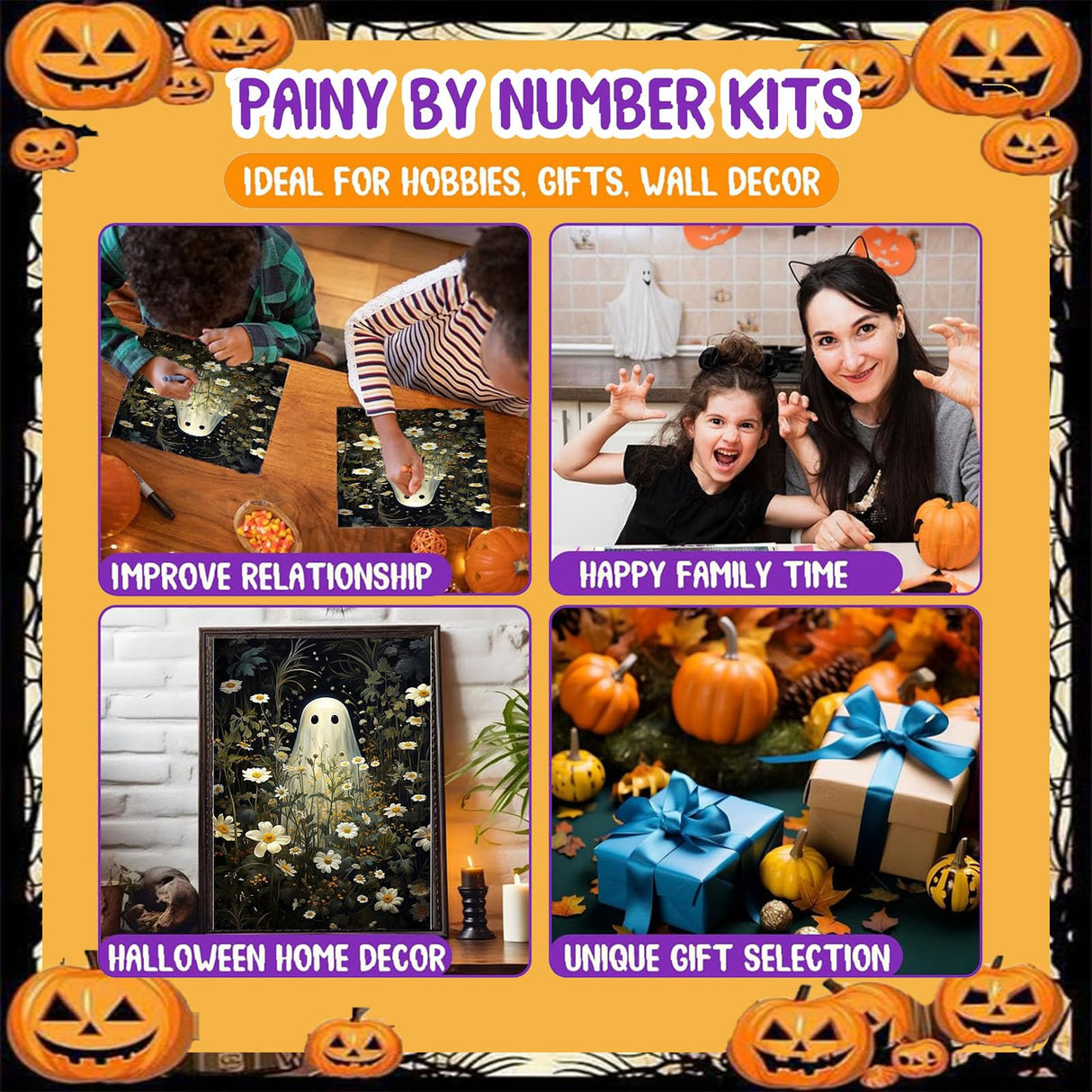 cviokrdu Halloween Paint by Numbers Kit for Adults - Ghost Adult Paint by Number Kits Without Frame, DIY Ghost Oil Painting for Gift Home Wall Decor (16x20inch) cviokrdu