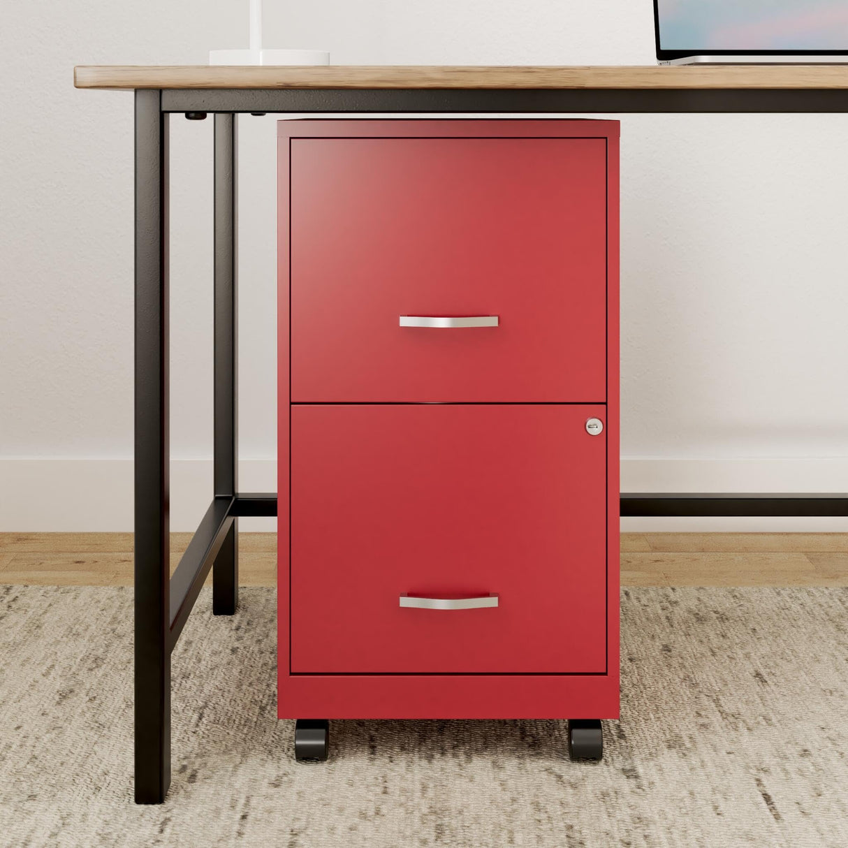 Lorell LYS SOHO File/File Mobile File Cabinet, Red Lorell